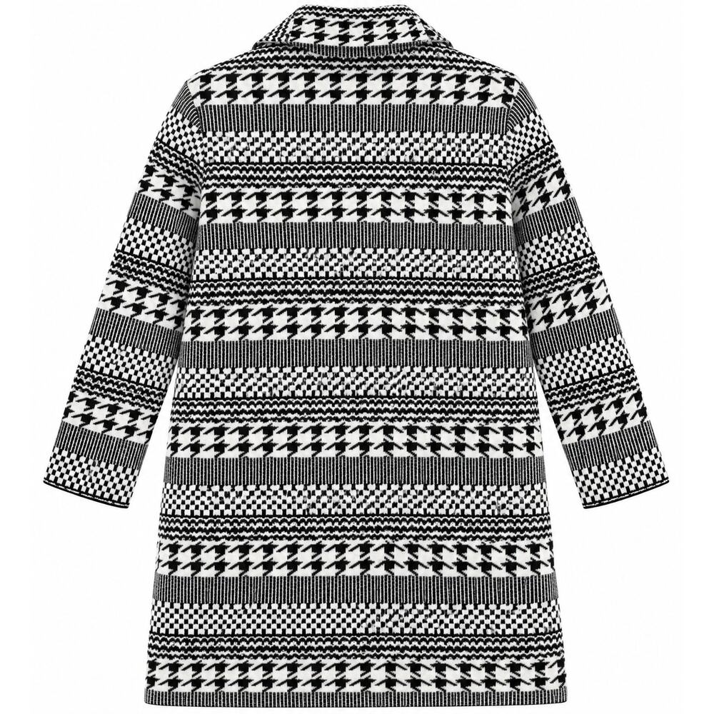 Society Club Houndstooth Coatigan Women L Black White NWT - Picture 4 of 8